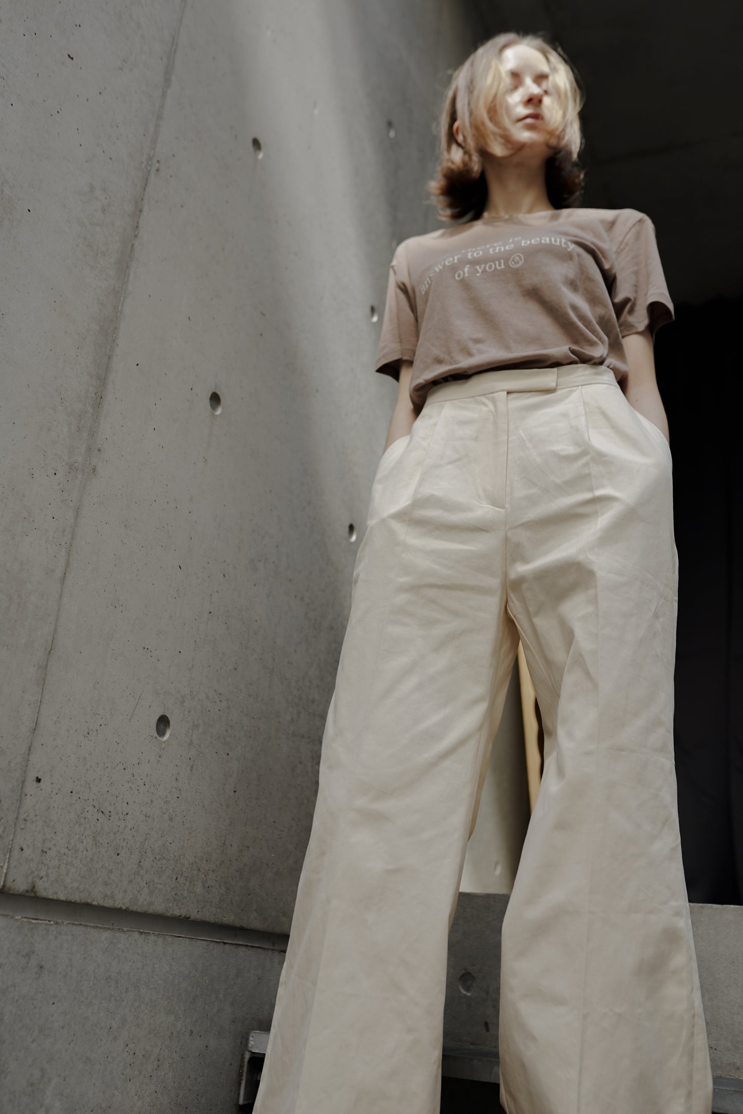 Center press semi wide pants