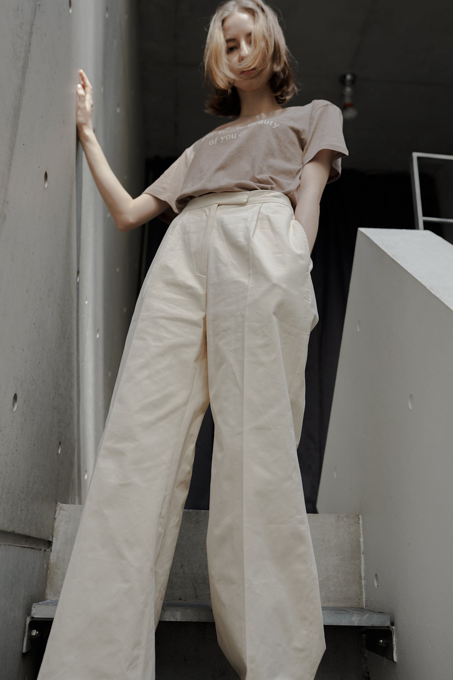 Center press semi wide pants