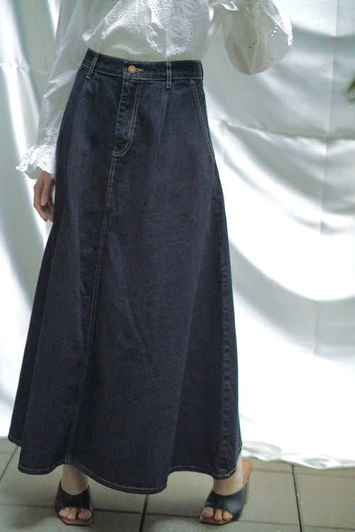 Denim long skirt