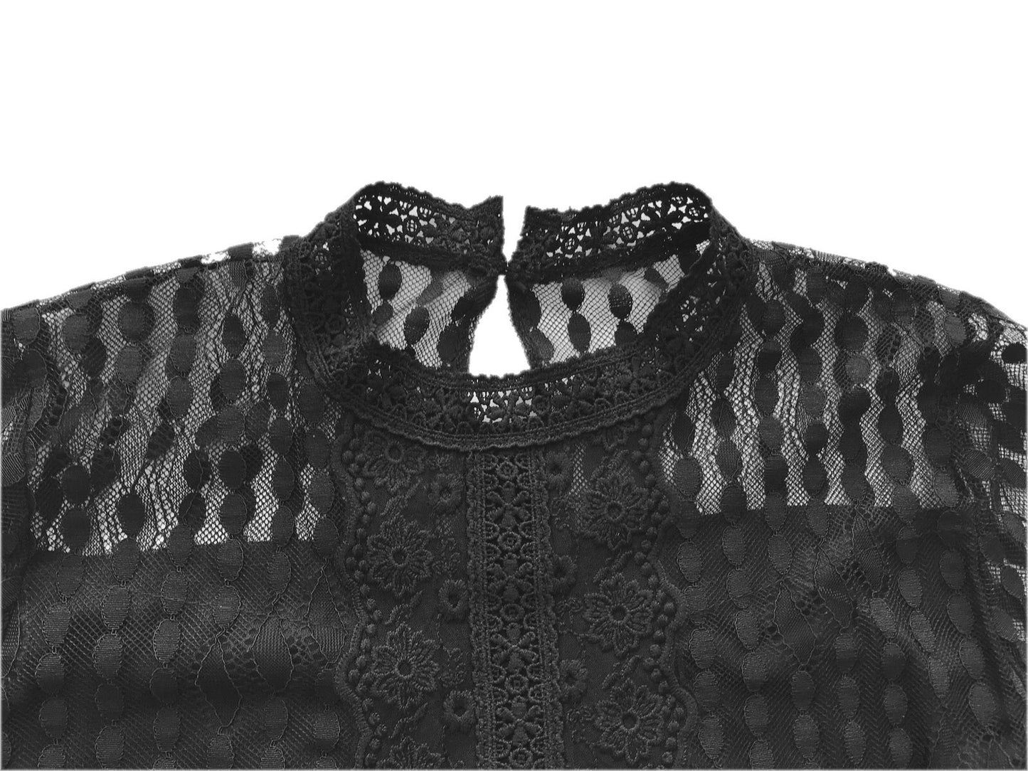 Classical lace blouse [WHITE/BLACK]