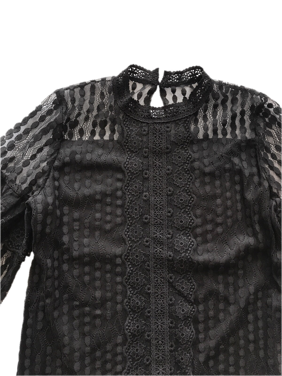 Classical lace blouse [WHITE/BLACK]