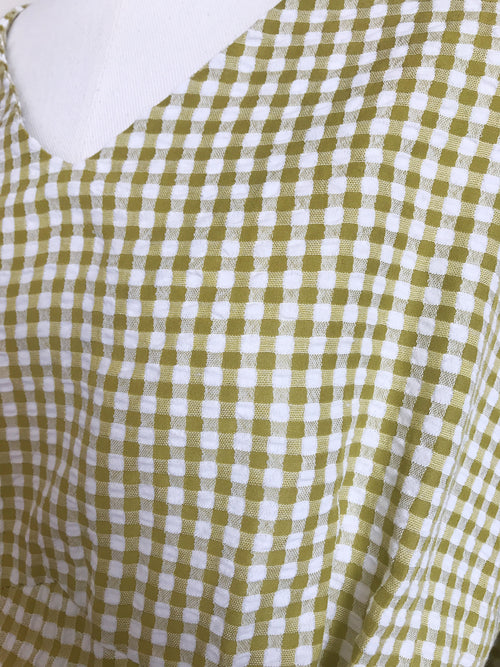 Gingham check long one-piece [YELLOW/BLACK]
